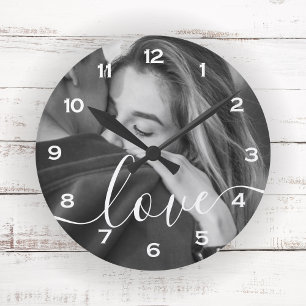 Pinsel Schrift Liebe Individuelles Foto Andenken Runde Wanduhr