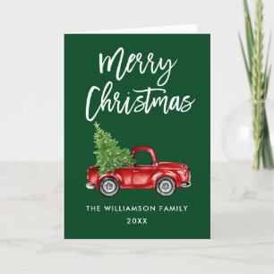 Pinsel Schrift Vintage-LKW Grün Weihnachten gefalt