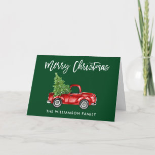 Pinsel Schrift Vintage-LKW Weihnachten Grün gefalt