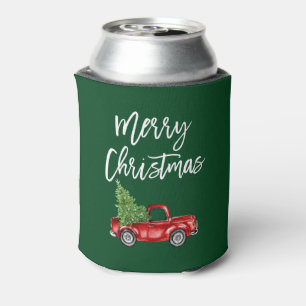 Pinsel Schrift Vintage-LKW Weihnachtsbaum Grün Dosenkühler