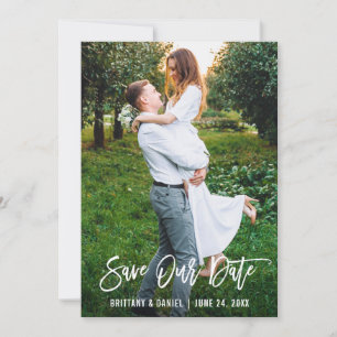 Pinsel Script Couple Foto Rettete Unsere Date Card Save The Date