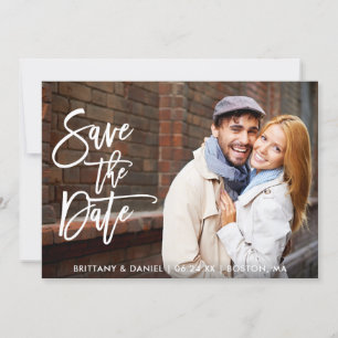 Pinsel Script Couple Foto Save the Date W Card