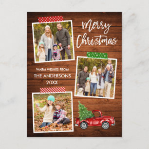 Pinsel Script Craft Tape Wood Red Truck Weihnachte Postkarte