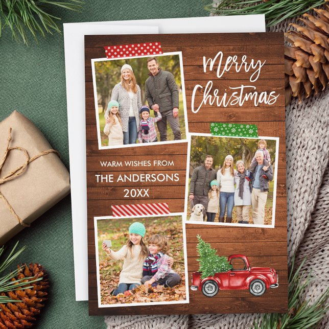 Pinsel Script Craft Tape Wood Truck Weihnachten (Customize to add text or more photos to back of card.)