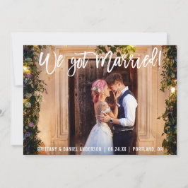 Pinsel Script Modern Wir Got Verheiratetes Foto Ankündigung