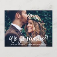 Pinsel Script Modern Wir Got Verheiratetes Foto