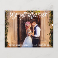 Pinsel Script Modern Wir Got Verheiratetes Foto