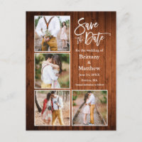 Pinsel Script Wood Save the Date Paar 4 Foto