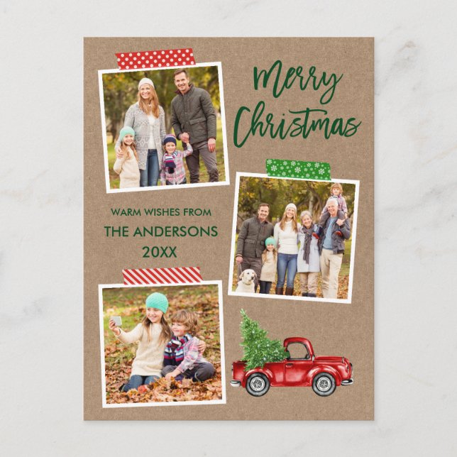 Pinsel Skript Handball Truck WeihnachtsKraft Postkarte (Vorderseite)