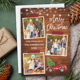 Pinsel Skript Kariertes Handwerk Truck Holzleuchte Feiertagskarte