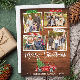 Pinsel Skriptfahrzeug Tape Woodweihnachtrucker Feiertagskarte