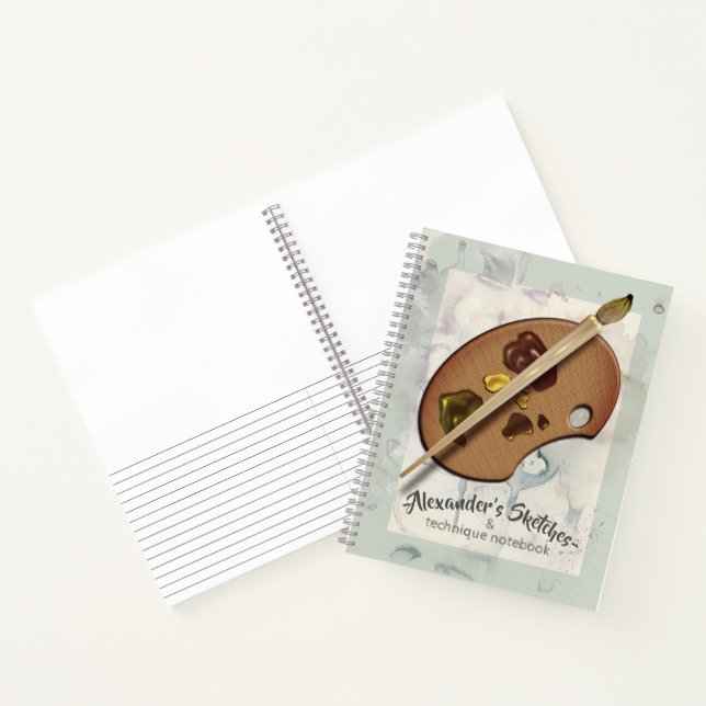 Pinsel und Farbpalette Notizbuch (Innenseite)