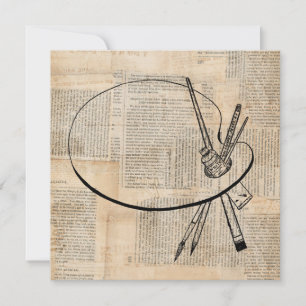Pinsel und Farbpalette Vintage Kunst Karte