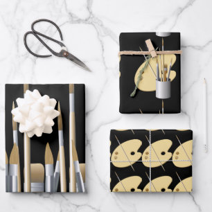 Pinsel und Palette von Künstlern Geschenkpapier Set