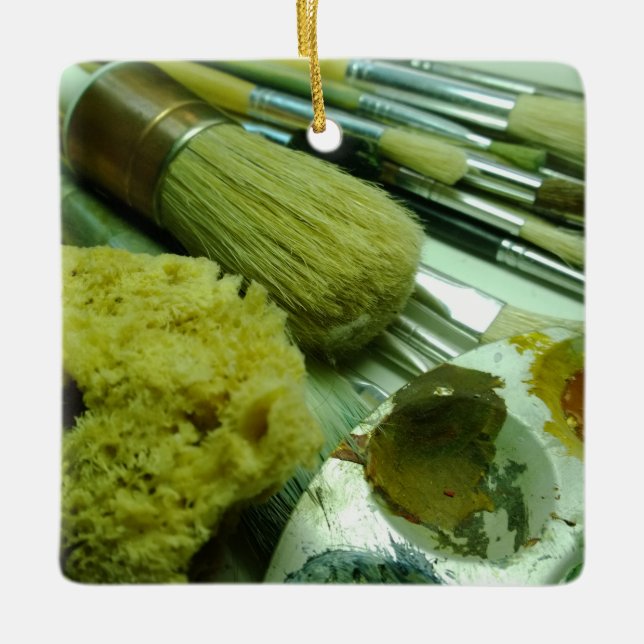 Pinsel und Pinsel Keramikornament (Vorderseite)