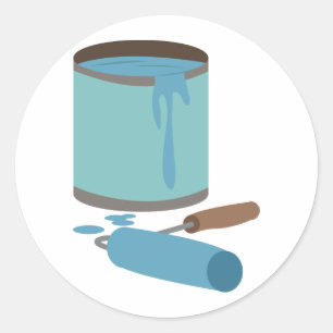 Pinsel und Rollen Runder Aufkleber