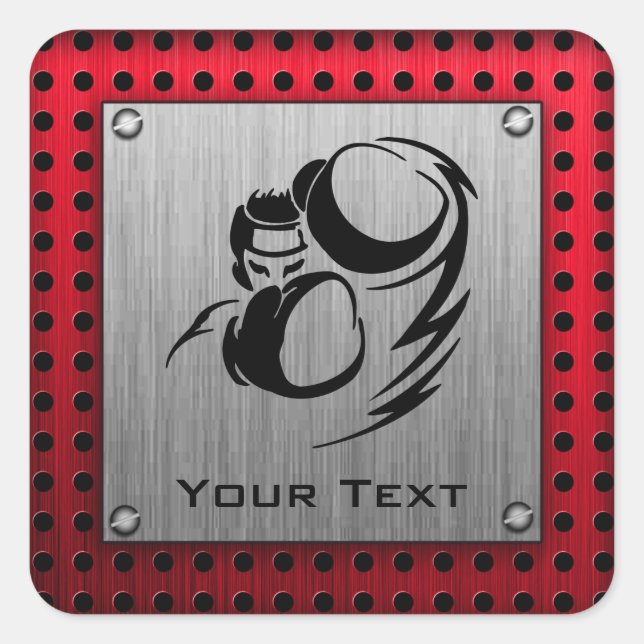 Pinselaluminium-Look Boxer Quadratischer Aufkleber (Vorderseite)