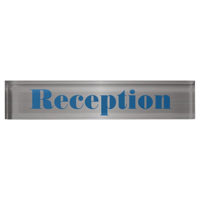 Pinselblech Aluminium Look Schreibtisch Namenplatt Namensplakette (Vorderseite)