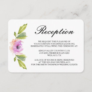 Pinselblüten Hochzeitsempfang Begleitkarte