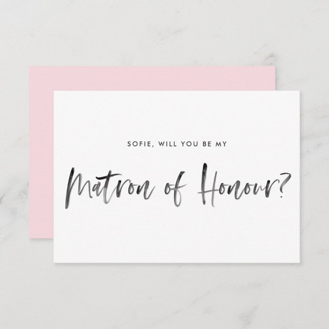 Pinselbriefe pink sein meine Ehrenmatrone Einladung (Vorne/Hinten)