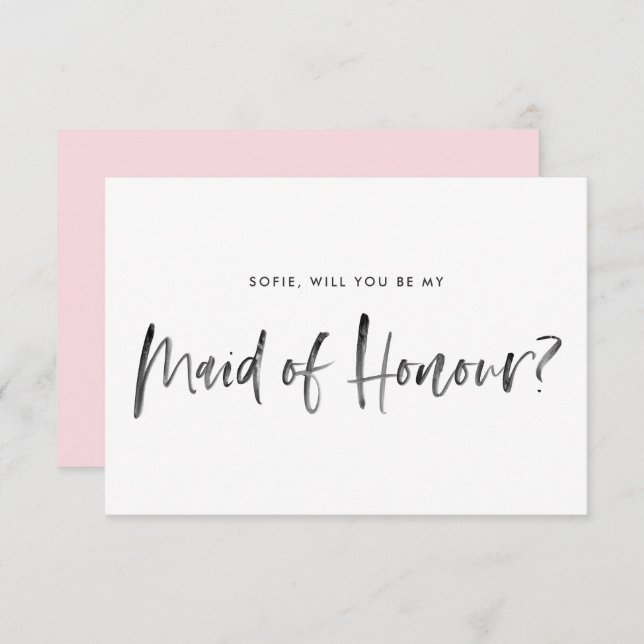 Pinselbrille Pink wird meine Trauzeugin sein Einladung (Vorne/Hinten)