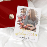Pinselfolie Warm wünscht Verlobung Foto Folien Feiertagskarte<br><div class="desc">Diese gebürstete Folie warm wünscht Verlobung Foto Folie Ferienkarte ist der perfekte Urlaubsgruß für ein verlobtes Paar. Das einzigartige und künstlerische Design zeichnet Ihr Foto in Aquarellmalereien mit moderner Kalligraphie in luxuriös gepresster Folie aus. Wählen Sie auf der Vorderseite Silber,  Gold oder Rose Goldfolie.</div>