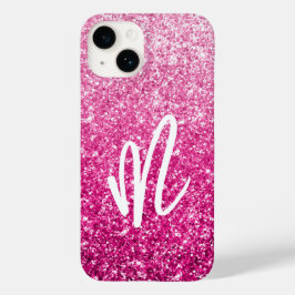 Pinselkalligraphie Monogram Luxury Pink Ombre Case-Mate iPhone 14 Hülle