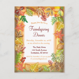 Pinselkunst des Herbstlaubs für Thanksgiving Postkarte