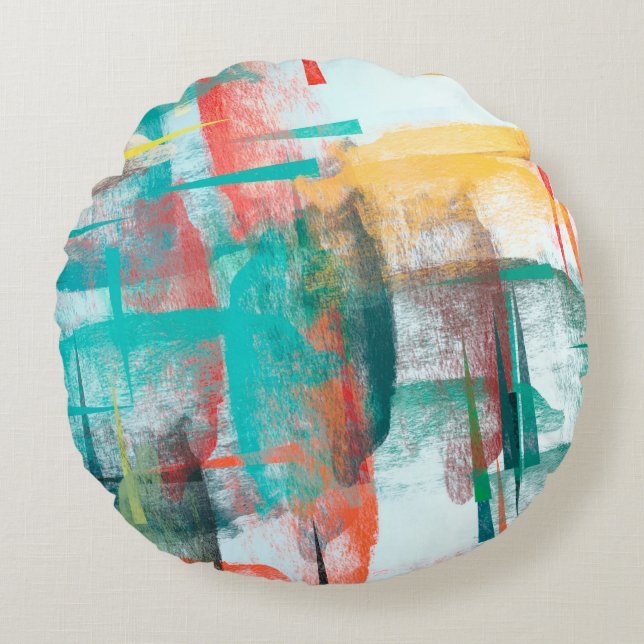 Pinselmalerei. Künstlerische Leinwand mischen einz Rundes Kissen (Vorderseite)