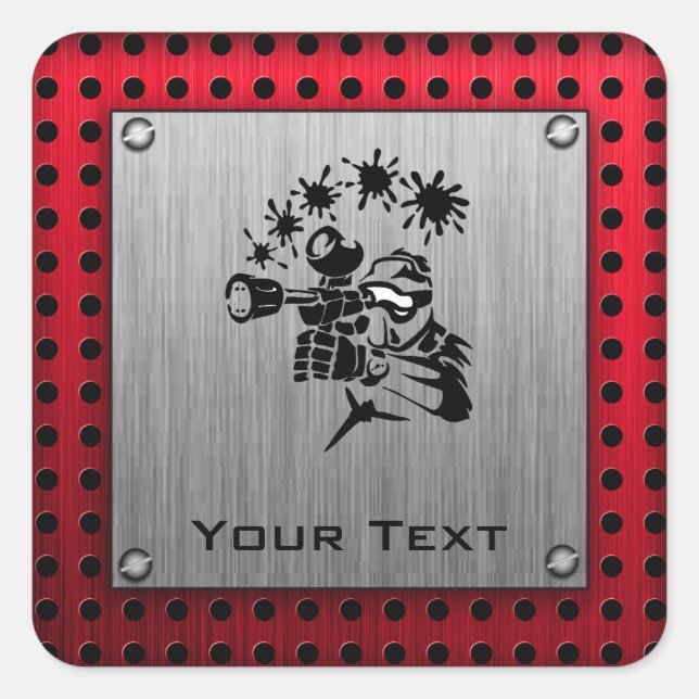Pinselmetalllook Paintball Quadratischer Aufkleber (Vorderseite)