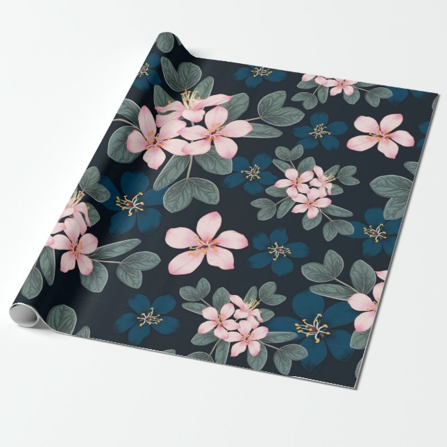 Pinselpinke Blume - Papier Geschenkpapier (Ungerollt)