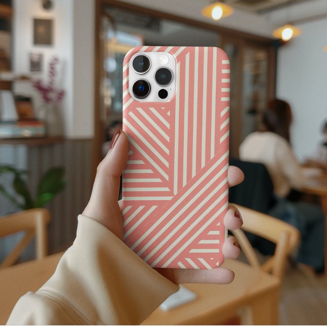 Pinselpinke geometrische Muster Feminine Girly Str Case-Mate iPhone Hülle (Von Creator hochgeladen)