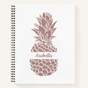 Pinselpinke Glitzer Ananas Muster Notizbuch