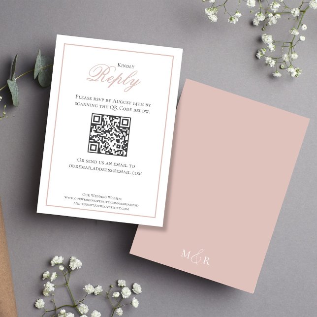 Pinselpinke Kalligrafie Script-UAWG Elegant RSVP Karte (Blush pink wedding rsvp card with stylish calligraphy script.)