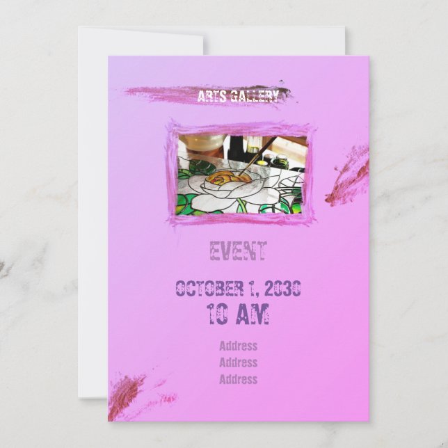 Pinselpinke Pinselstriche halten handgezeichnete K Einladung (Vorderseite)