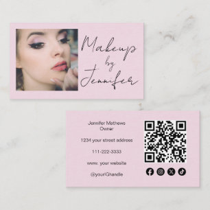 Pinselpinke Schrift Soziales Symbol QR Code Foto M Visitenkarte