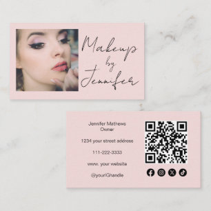 Pinselpinke Schrift Soziales Symbol QR Code Foto M Visitenkarte