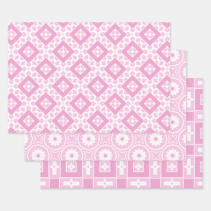Pinselpinke und Niedliche Girly Geometric-Muster Geschenkpapier Set