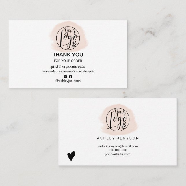 Pinselpinsel minimalistisches Logo, danke Visitenkarte (Vorne/Hinten)