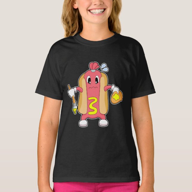 Pinselpinselfarbe von Hotdog T-Shirt (Vorderseite)