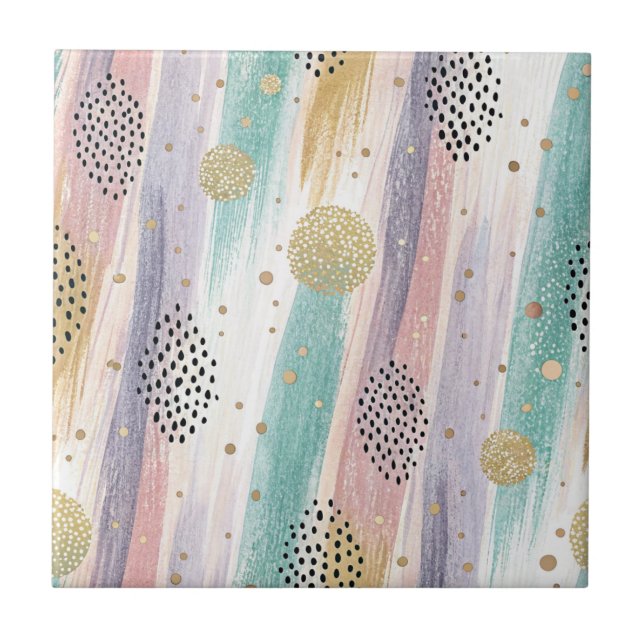 Pinselpinselstrich und geometrische Abstrakte Form Fliese (Vorderseite)