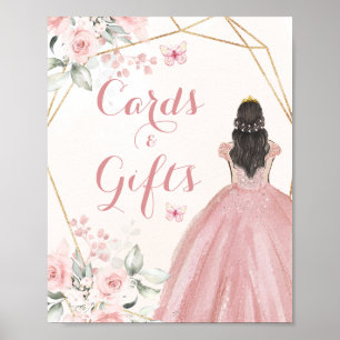 Pinselrosa geometrische Quinceñera Karten Geschenk Poster