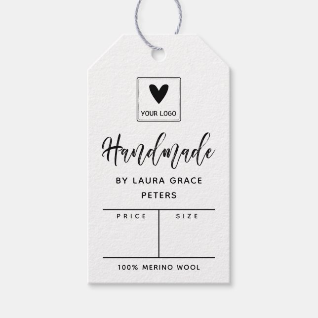 Pinselschrift handmade your logo Price Geschenkanhänger (Vorderseite)