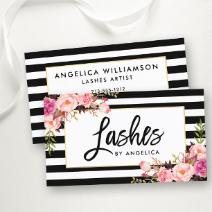 Pinselschrift Rosa Floral Strickte Strickfarben Visitenkarte