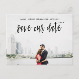 Pinselschrift Save the Date Ankündigungspostkarte