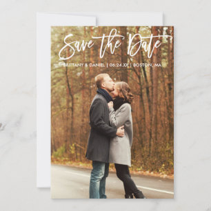 Pinselschrift Save the Date Couple Fotokarte