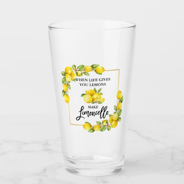 Pinselschrift Wasserfarbe Limoncello Glas (Vorderseite)