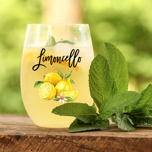 Pinselschrift Wasserfarbe Limoncello Weinglas Ohne Stiel (Several styles to choose from.)