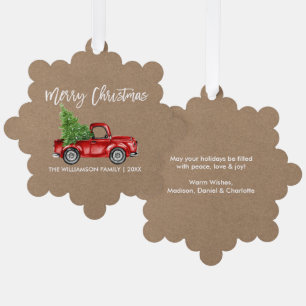 Pinselschrift Watercolor Vintag Truck Kraft Style Ornament Karte