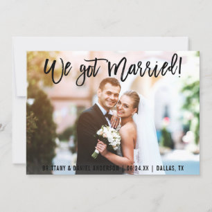 Pinselschrift Wir Got Verheiratetes Foto Ankündigung